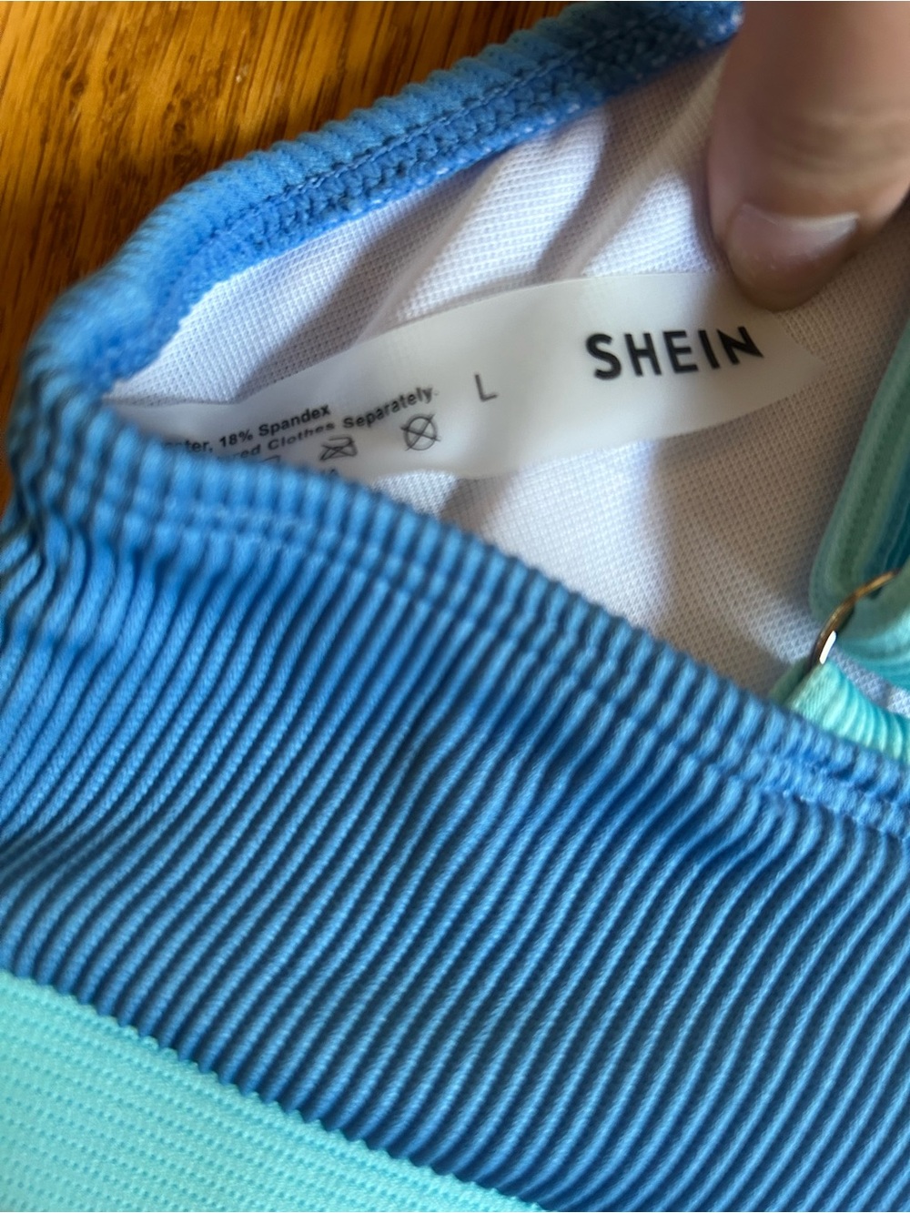 Blue Two Toned Ribbed Bikini - Picture 7 of 8